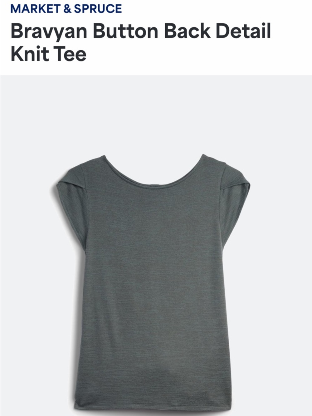 Market & Spruce Bravyan Button Back Short Sleeve Top - Dark Gray - Picture 3 of 3